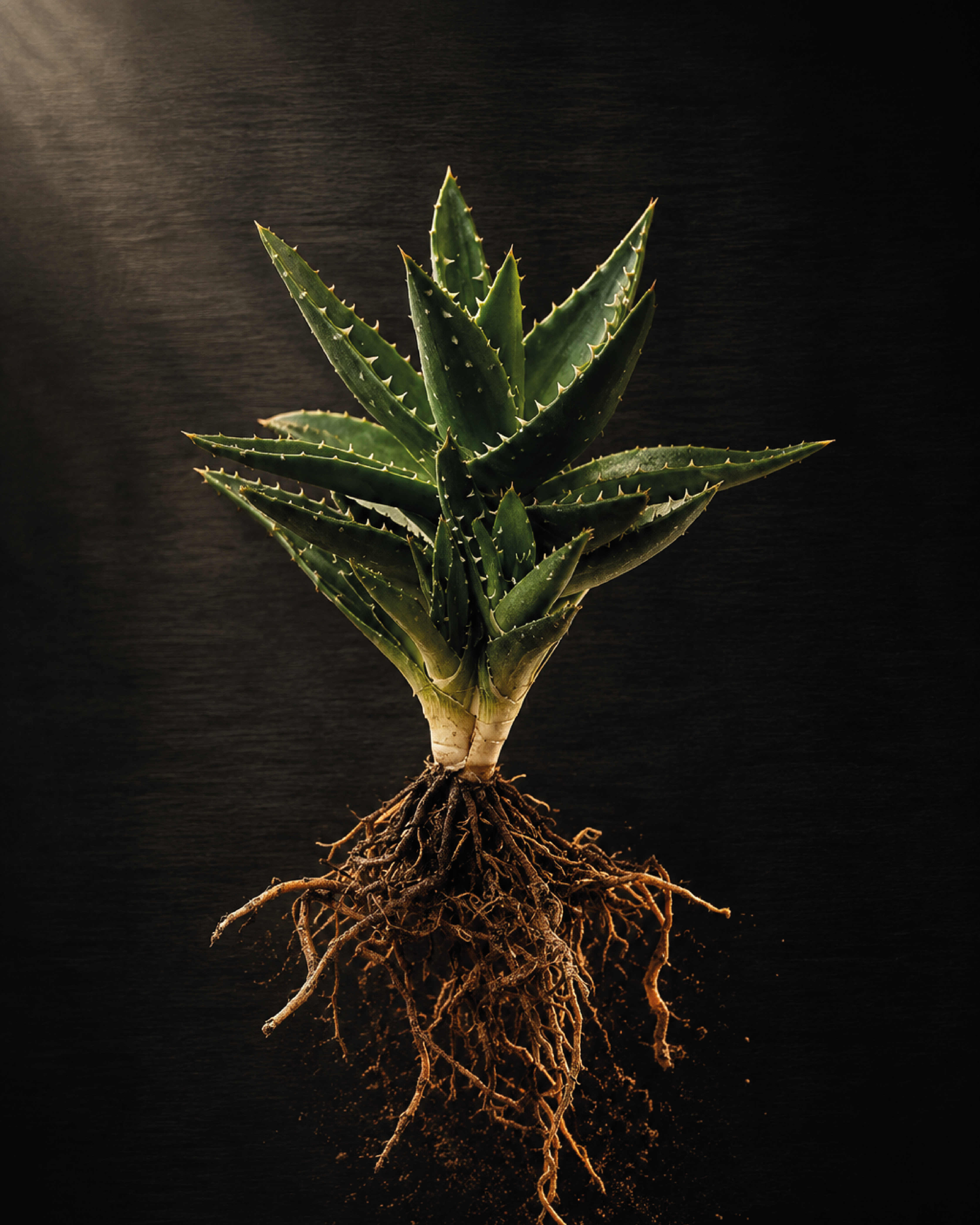 Agave con sus raíces expuestas y la frase Las raíces no se dejan atrás, de Tequila 13 Años
